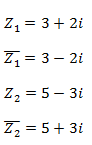Ejemplo de conjugado de un número complejo